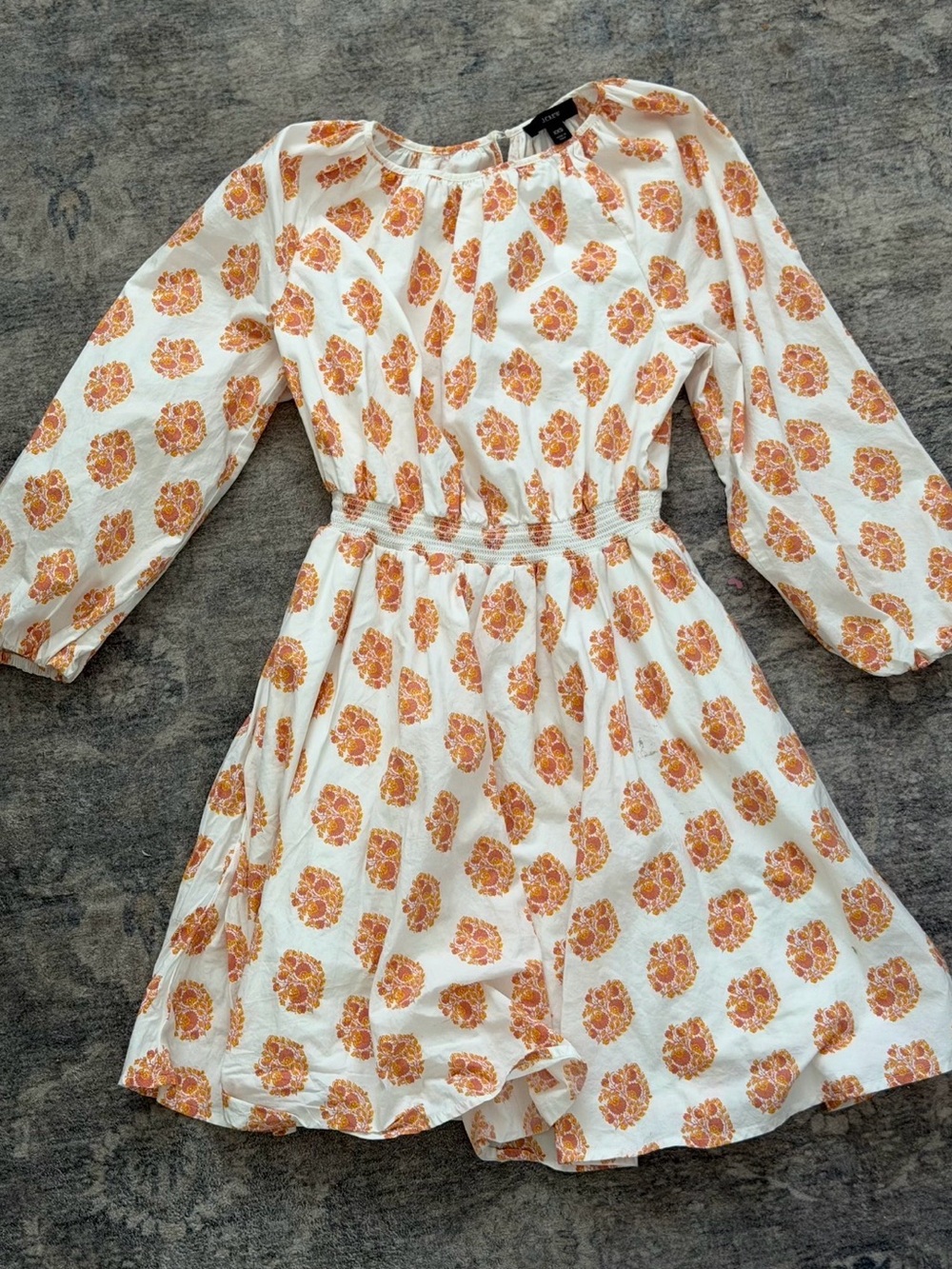 J. Crew White Dress with Orange Floral Print